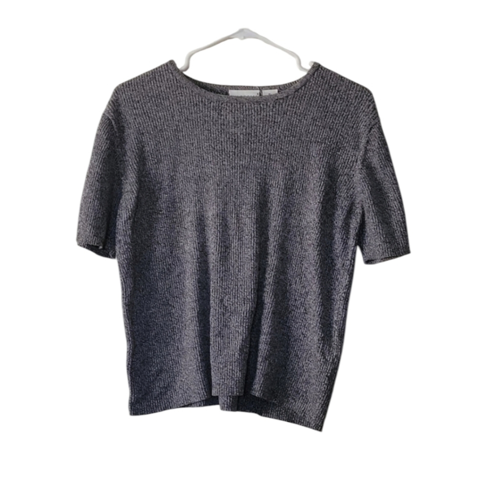 Kim Rogers Sport Soft Stretchy Gray Short Sleeved Sweater Size Large Petite